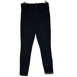 American Eagle Black Distressed Womens Jeans Sz 12 Next Level Stretch